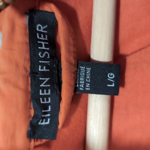 Womens Eileen Fisher Orange Spring lightweight windbreaker jacket with hood L - Picture 2 of 5